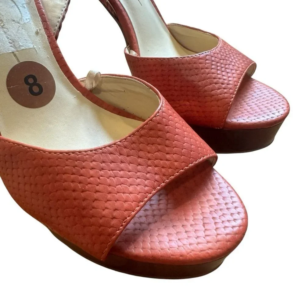 Jessica Simpson istilla burnt orange wood heel basketweave straps platform heels